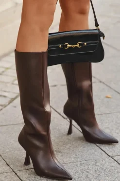 Kozaki Damskie Na Szpilce Przed Kolano Czekoladowe Vionette