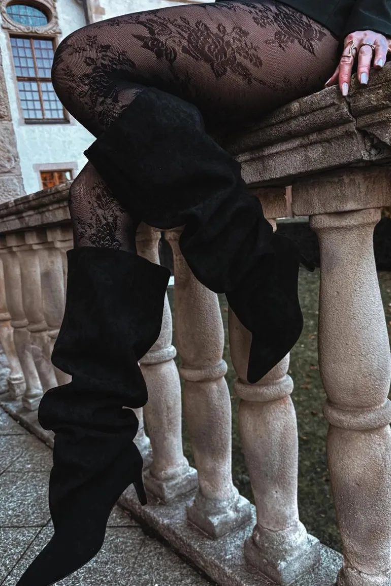 Kozaki Damskie Na Szpilce Wsuwane Czarne Mavilla