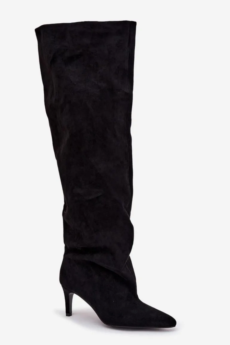 Kozaki Damskie Na Szpilce Wsuwane Czarne Mavilla