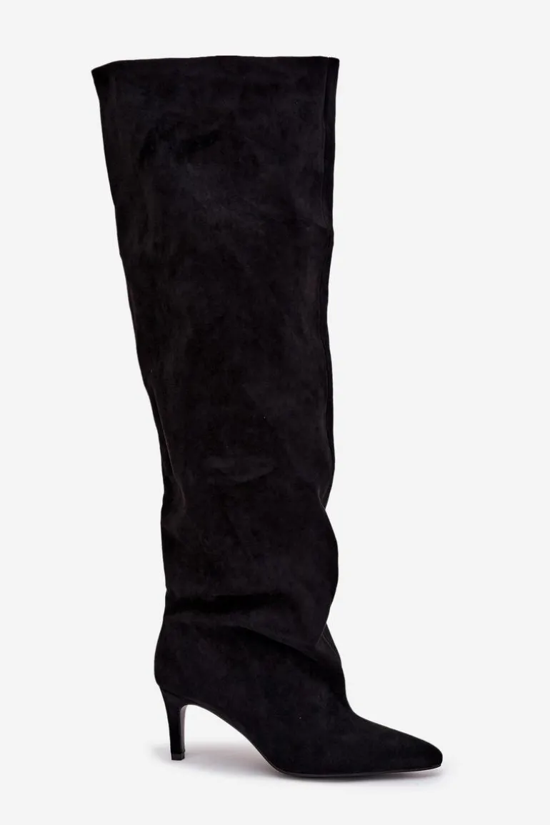 Kozaki Damskie Na Szpilce Wsuwane Czarne Mavilla