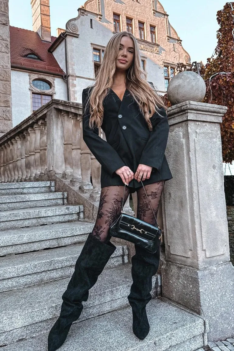 Kozaki Damskie Na Szpilce Wsuwane Czarne Mavilla