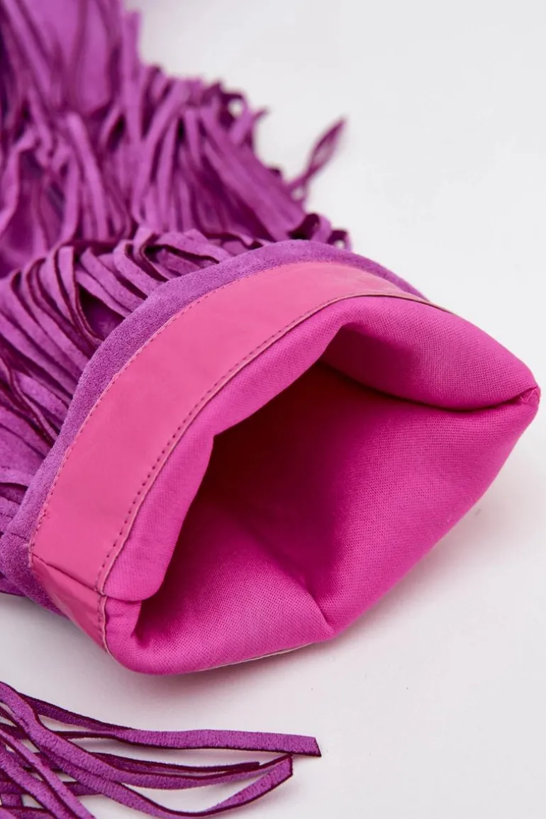 Kozaki Damskie Na Szpilce Z Frędzlami Fioletowe Isalune