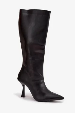 Kozaki Damskie Na Szpilce Przed Kolano Czarne Vionette