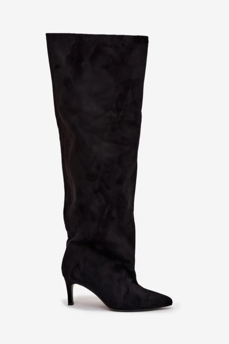 Kozaki Damskie Na Szpilce Wsuwane Czarne Mavilla