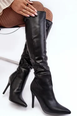 Kozaki Damskie Na Szpilce Czarne Sirenpha