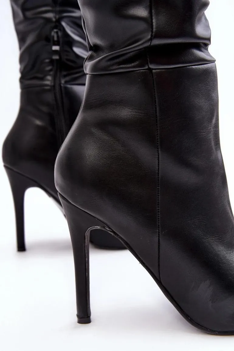 Kozaki Damskie Na Szpilce Czarne Sirenpha