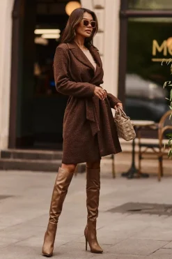 Kozaki Damskie Na Szpilce Ciemnobeżowe Sirenpha