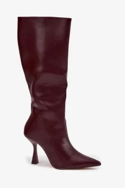 Kozaki Damskie Na Szpilce Przed Kolano Bordowe Vionette
