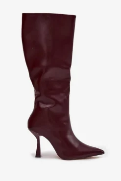 Kozaki Damskie Na Szpilce Przed Kolano Bordowe Vionette