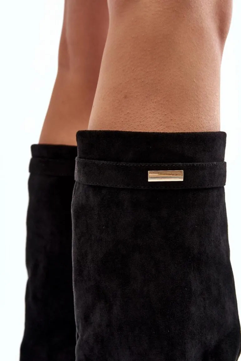 Kozaki Damskie Na Ukrytym Koturnie Czarne Pattia