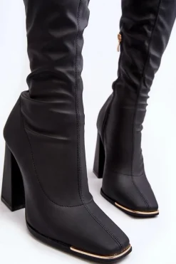 Kozaki Damskie Na Wysokim Słupku Czarne Rishabh