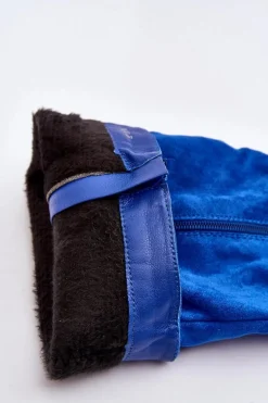 Kozaki Damskie Ocieplane Na Masywnym Obcasie Niebieski Layala