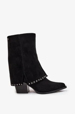 Kozaki Damskie Ocieplane Z Wywiniętą Cholewką Vinceza 16516 Czarne