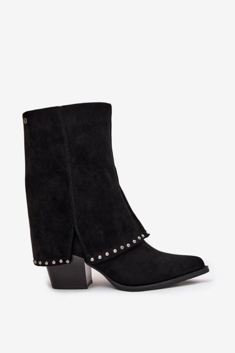 Kozaki Damskie Ocieplane Z Wywiniętą Cholewką Vinceza 16516 Czarne