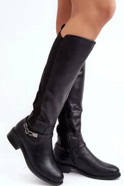 Kozaki Damskie Ocieplane Przed Kolano S.Barski HY07-329 Czarne