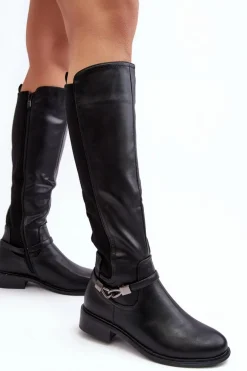 Kozaki Damskie Ocieplane Przed Kolano S.Barski HY07-329 Czarne