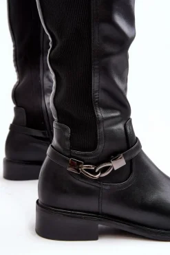 Kozaki Damskie Ocieplane Przed Kolano S.Barski HY07-329 Czarne