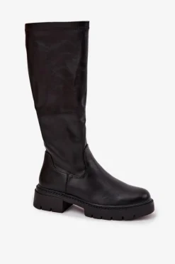 Kozaki Damskie Z Eko Skóry Czarne Oceana