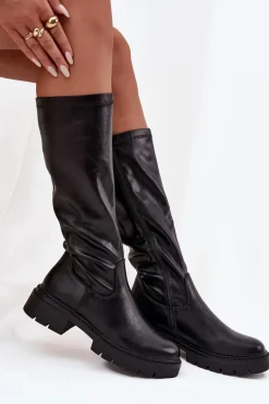 Kozaki Damskie Z Eko Skóry Czarne Oceana