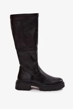 Kozaki Damskie Z Eko Skóry Czarne Oceana