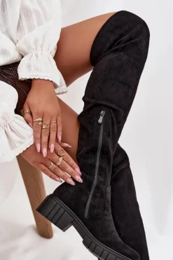 Kozaki Damskie Za Kolano S.Barski HY42-122 Czarne