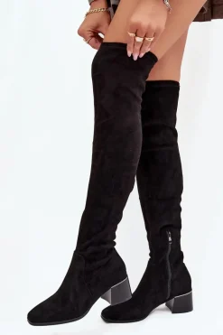 Kozaki Damskie Za Kolano Na Obcasie Czarne Carina