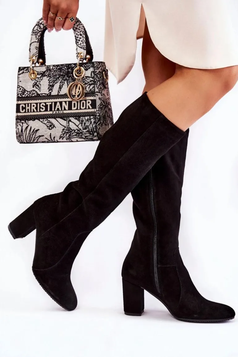 Kozaki Damskie Zamszowe Laura Messi Czarne 1415