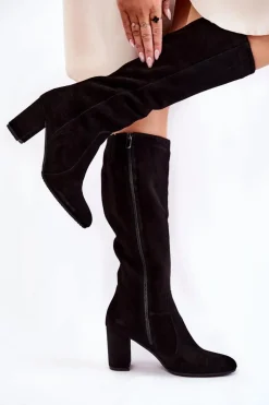 Kozaki Damskie Zamszowe Laura Messi Czarne 1415