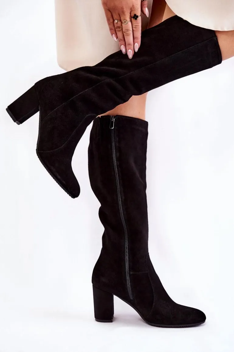 Kozaki Damskie Zamszowe Laura Messi Czarne 1415