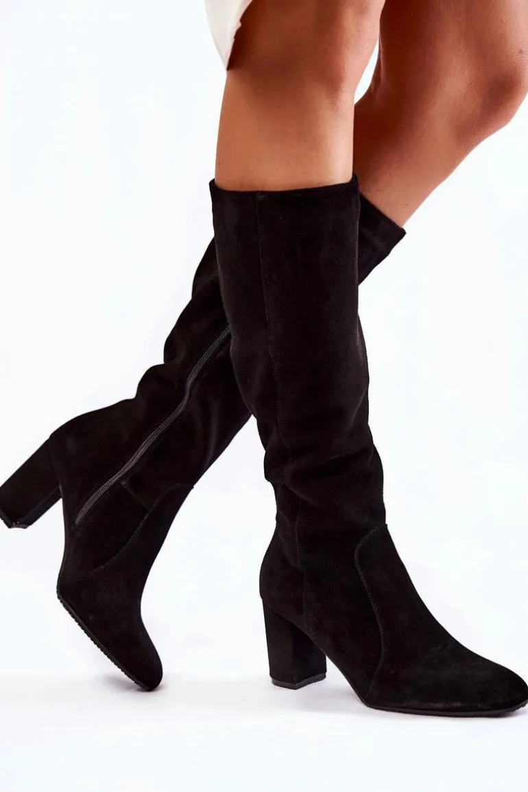 Kozaki Damskie Zamszowe Laura Messi Czarne 1415