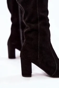 Kozaki Damskie Zamszowe Laura Messi Czarne 1415