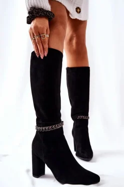 Kozaki Damskie Zamszowe Laura Messi Czarne 2292