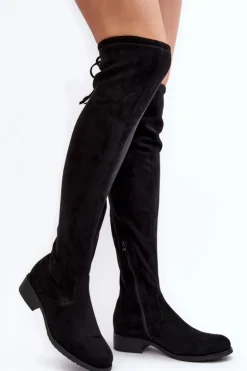 Kozaki Damskie Zamszowe Za Kolano Czarne Enelyn