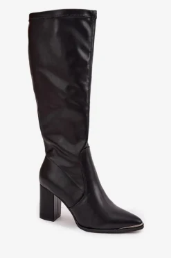 Kozaki Do Kolana Na Obcasie Słupku Z Noskami W Szpic D&A HY42-921 Czarne