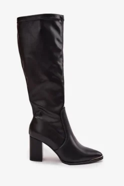 Kozaki Do Kolana Na Obcasie Słupku Z Noskami W Szpic D&A HY42-921 Czarne