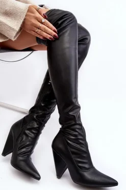 Kozaki Na Obcasie EkoSkóra Lu Boo Czarne