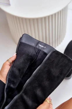 Kozaki Na Obcasie Z Eko Zamszu Przed Kolano Czarne Izanae