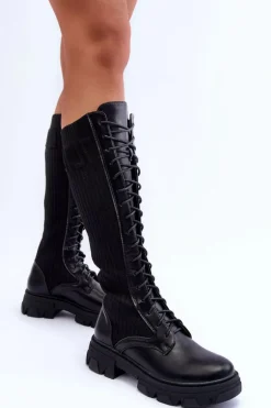 Kozaki Na Płaskim Obcasie Ze Skarpetą Czarne Itona