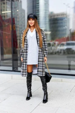 Kozaki Na Słupku Lateksowe Czarne Macey