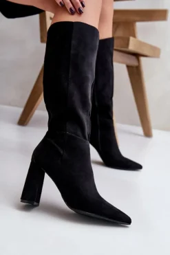 Kozaki Na Słupku Przed Kolano Czarne Lannetea