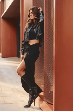 Kozaki Na Szpilce Przed Kolano Skórzane S.Barski MR870-59 Czarne