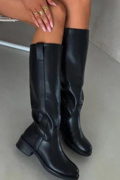 Kozaki Oficerki Damskie Na Niskim Obcasie Ocieplane Czarne Averna