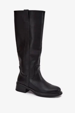 Kozaki Oficerki Damskie Na Niskim Obcasie Ocieplane Czarne Averna