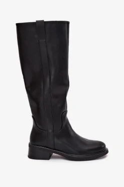 Kozaki Oficerki Damskie Na Niskim Obcasie Ocieplane Czarne Averna