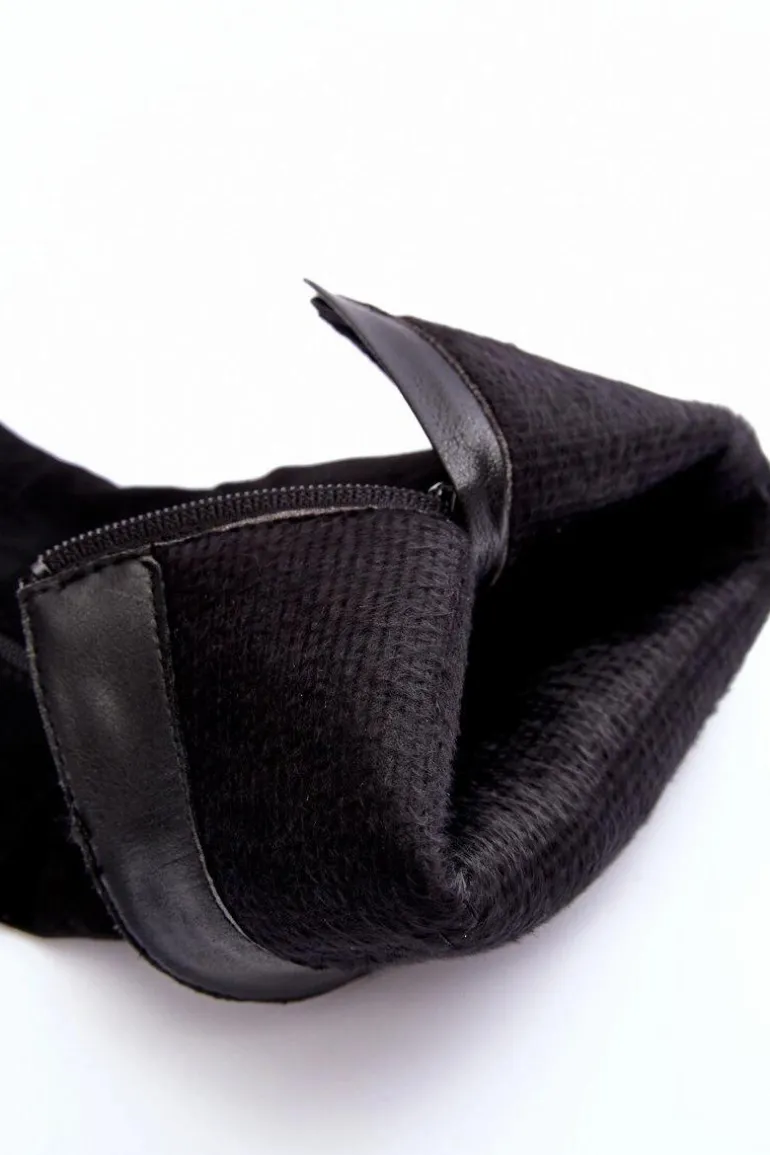 Kozaki Przed Kolano Na Słupku Zamszowe Czarne Kilrenita