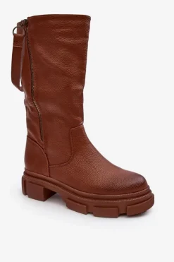 Kozaki Z Cholewką Do Połowy Łydki Brązowe Lizames