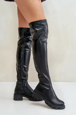 Kozaki Za Kolano Na Płaskim Obcasie Z Eko Skóry Mesiga