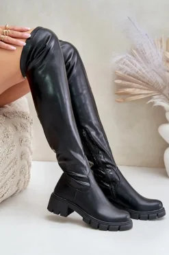 Kozaki Za Kolano Na Płaskim Obcasie Z Eko Skóry Mesiga