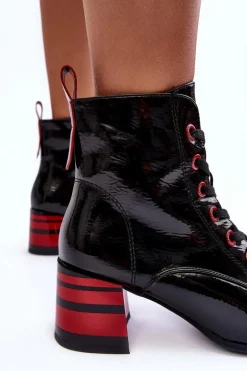 Lakierowane Botki Na Obcasie S.Barski MR870-49 Czarne