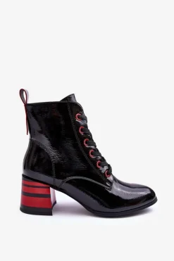 Lakierowane Botki Na Obcasie S.Barski MR870-49 Czarne